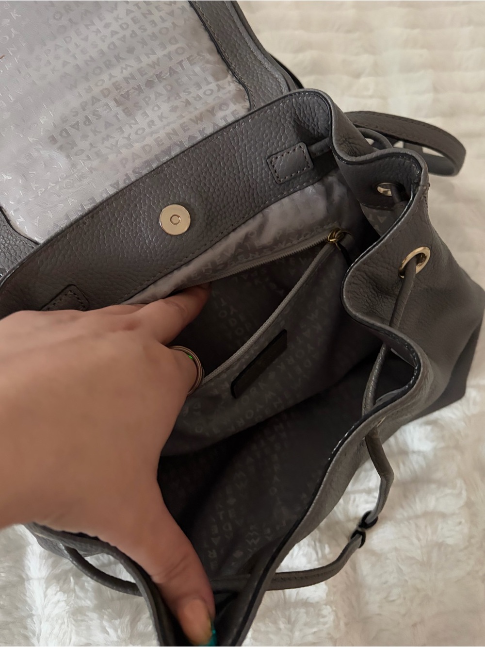 Kate Spade Gray Drawstring Backpack - Picture 6 of 9